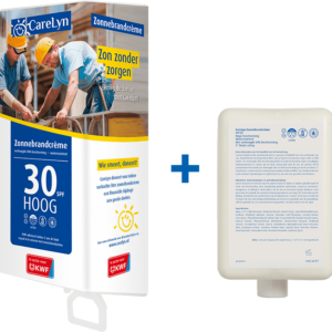 Dispenser bouw met 1 liter SPF30 microplasticvrije zonnebrandcrème